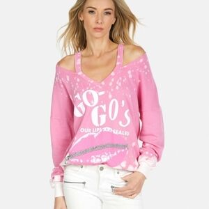 Lauren Moshi The Go Gos Pink Pullover Sweatshirt NEW